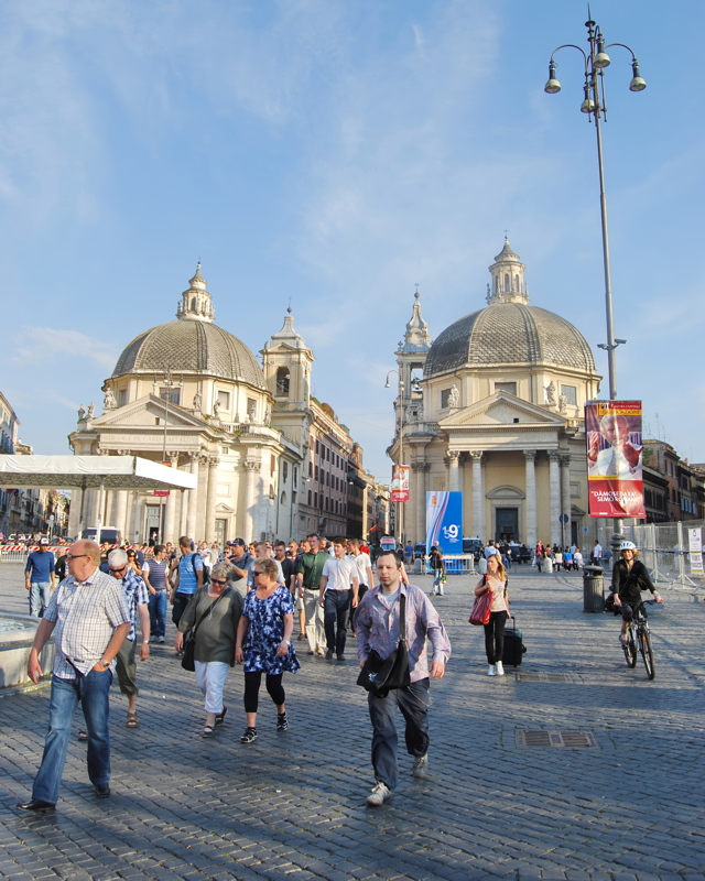 2 - The famous twin baroque churches, Santa Maria in Montesanto and Santa Maria dei Miracoli, standing at the entrance of Via del Corso in Rome's Piazza del Popolo